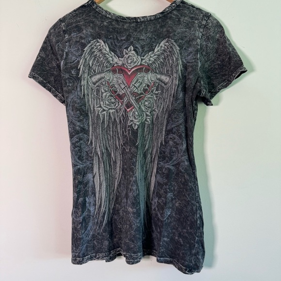 Y2K Cotty On stone wash woven neck grungy T-shirt size XL - Picture 6 of 7